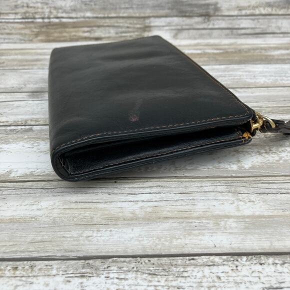 Vera Bradley Wallet Wristlet Black Leather Clutch Zip Minimalist Preppy Casual - Picture 8 of 13